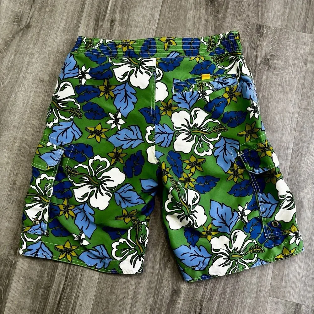 Boden Swim Trunks Shorts Men's Size 32 Multicolor Floral Green Blue White Beach